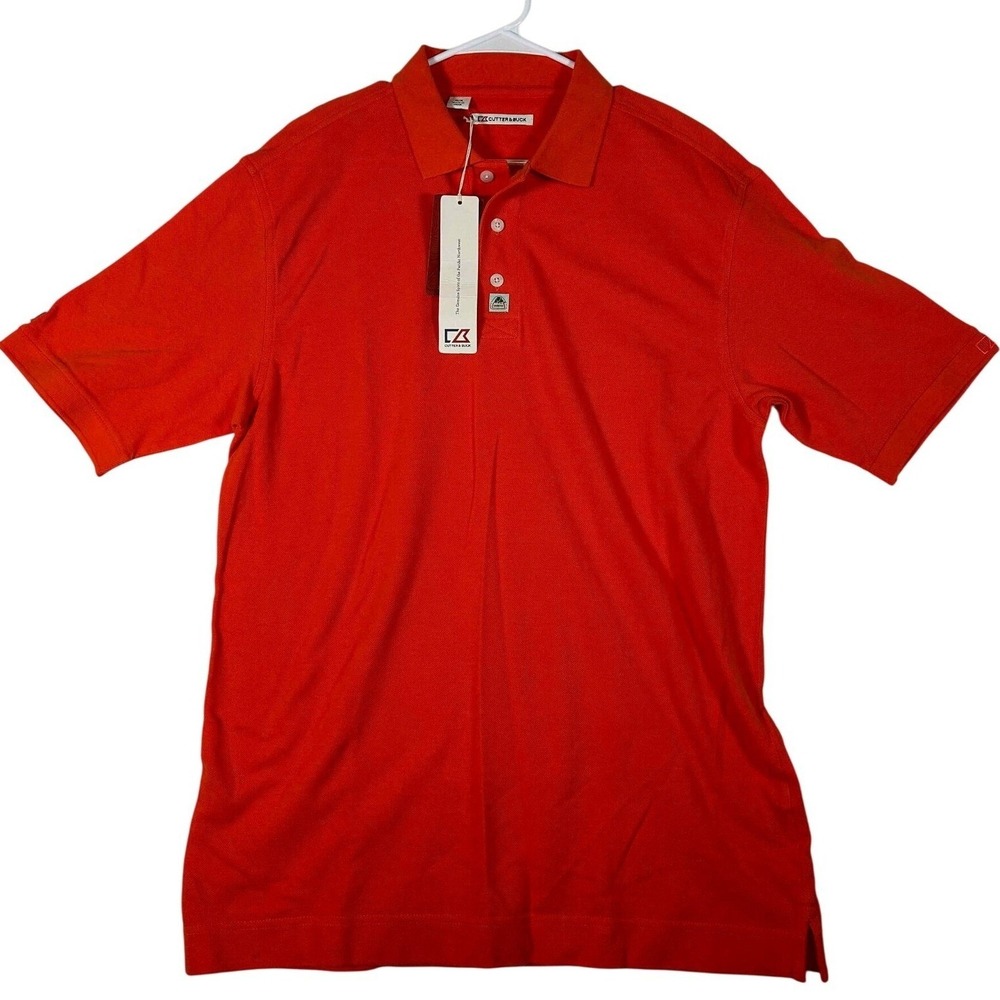 Cutter & Buck Mens Jarritos Polo Shirt Orange Short Sleeve Cotton MCK08984 New M